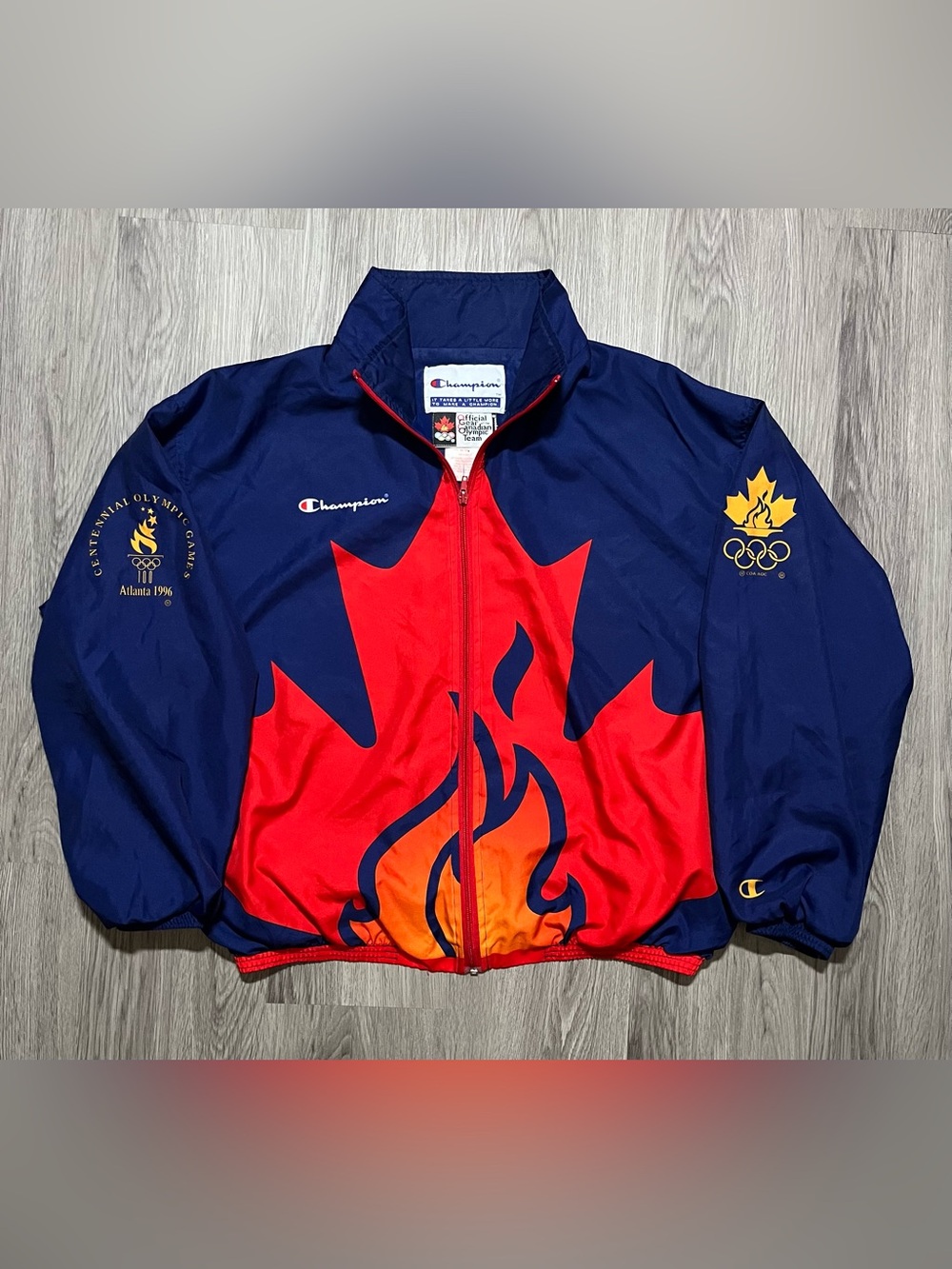 90s Canada Olympics Champion track suit windbreaker zip up Atlanta 1996 mens M